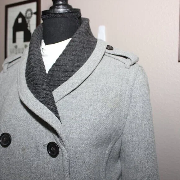 J. Crew Womens Stadium Cloth by Nello Gori Wool Blend Pea Coat Gray Size 8 Tall - Picture 2 of 13